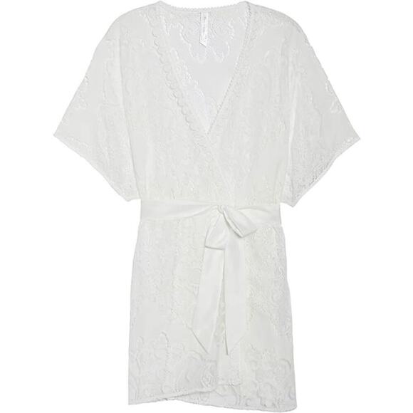 Flora Nikrooz Millie Lace Robe Size Small White Bride Bridal - Picture 5 of 13